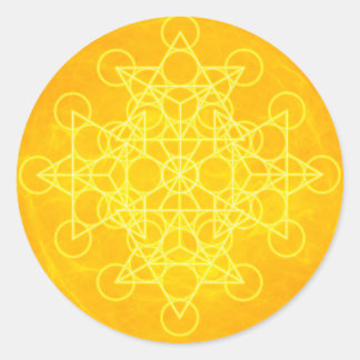 Chakra Mandala Helig Geometry Bright-Gult Runt Klistermärke