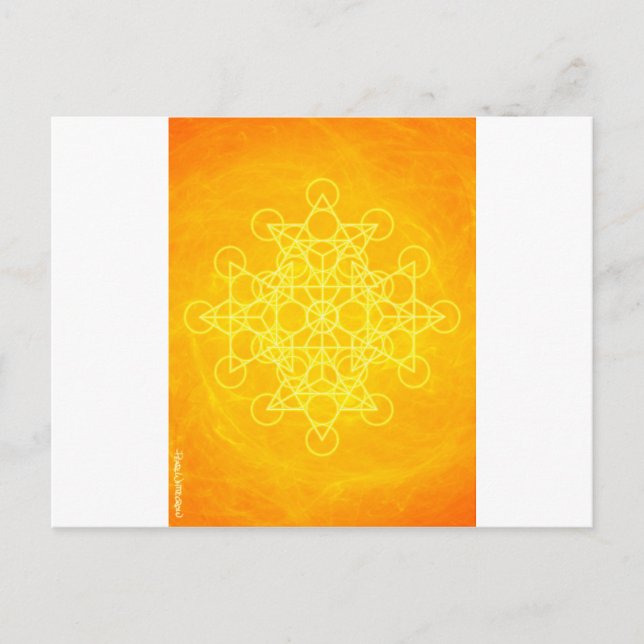 Chakra Mandala Helig Geometry Bright-Gult Vykort (Framsida)