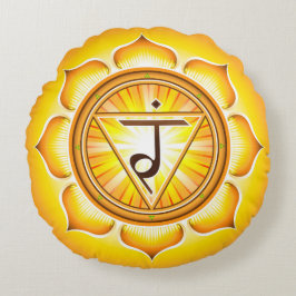 Chakra Manipura Yoga Round Pillow Rund Kudde
