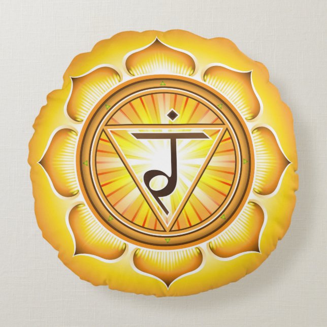 Chakra Manipura Yoga Round Pillow Rund Kudde (Framsidan)