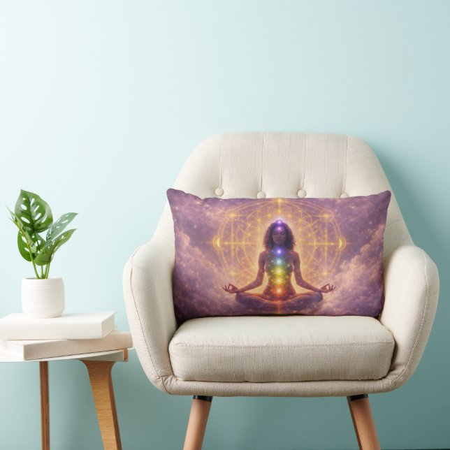 Chakra Meditation Andlig Kuddcover för Kastkudde Lumbarkudde (Stol)
