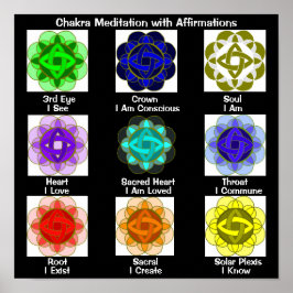 Chakra Meditation med bekräftelser Poster