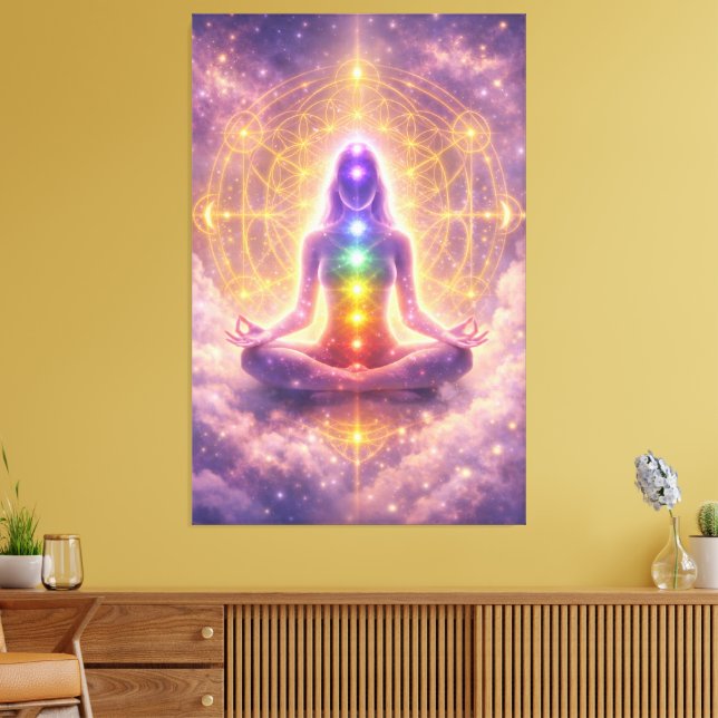 Chakra Meditation Sträckt Canvas Konst (Insitu (Vardagsrum))