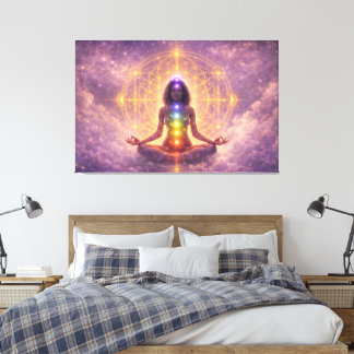 Chakra Meditation Sträckt Canvas Väggkonst