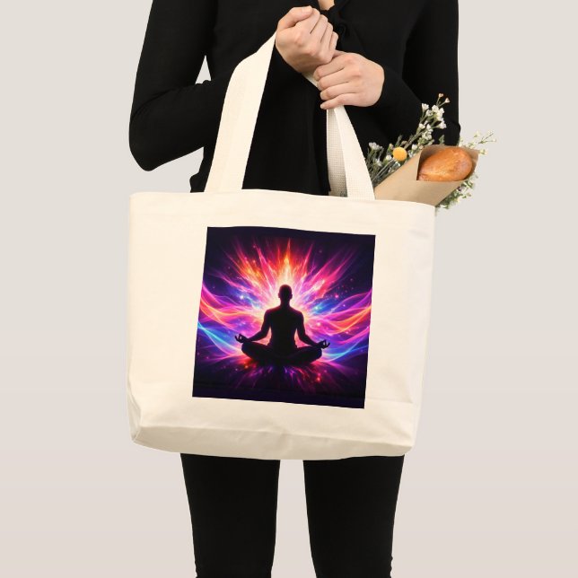 Chakra Meditation Tote-väska Yoga-design Jumbo Tygkasse (Framsida (produkt))