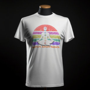 Chakra Meditation Yoga Rainbow Sunset T Shirt