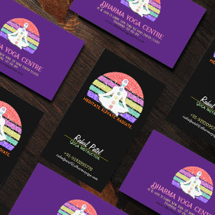 Chakra Meditation Yoga Rainbow Sunset Visitkort