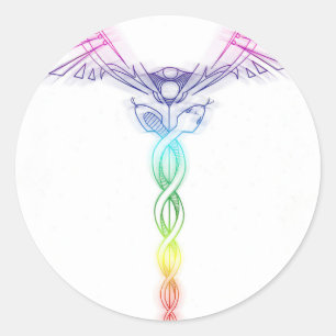 Chakra Rainbow Caduceus Runt Klistermärke