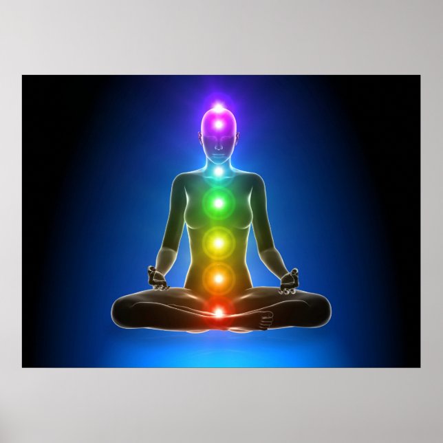 chakra, sju chakras, energisystem, symboler, aura poster (Framsidan)