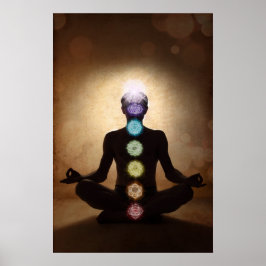 chakra, sju chakras, energisystem, symboler, aura poster