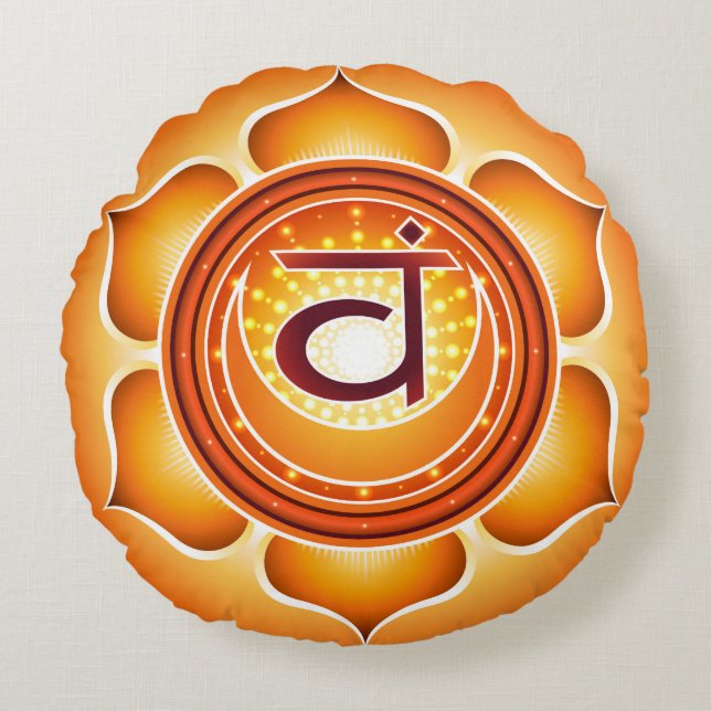 Chakra Svadhisthana Yoga Round Pillow Rund Kudde (Framsidan)