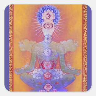 CHAKRA SYSTEM-dekal Fyrkantigt Klistermärke
