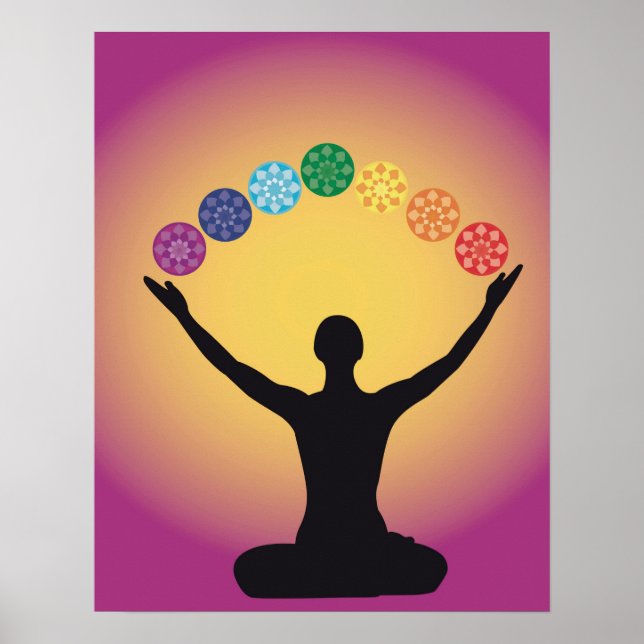 chakra system yoga yogi zen aura meditation chi om poster (Framsidan)