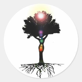 Chakra Träd Runt Klistermärke