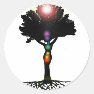 Chakra Träd Runt Klistermärke