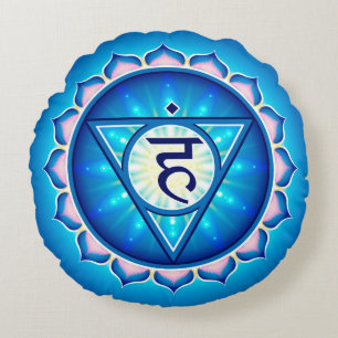 Chakra Vishuddha Yoga Round Pillow Rund Kudde