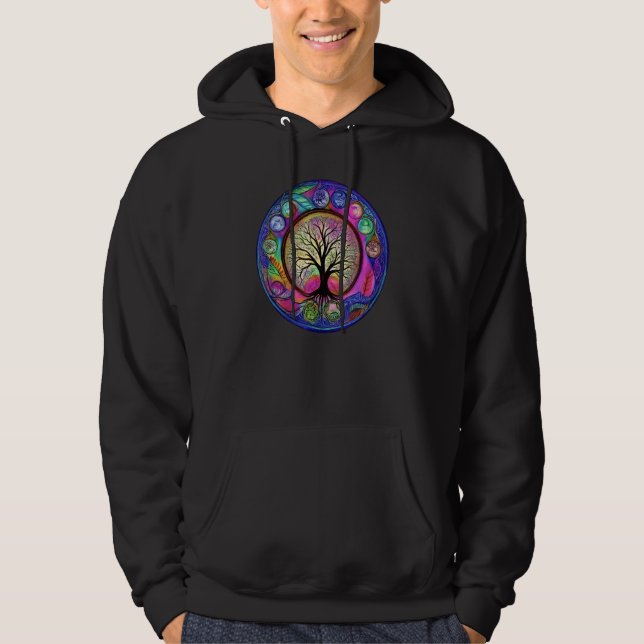 Chakra Whimsical Fantasy Tree of Life Hoodie (Framsida)