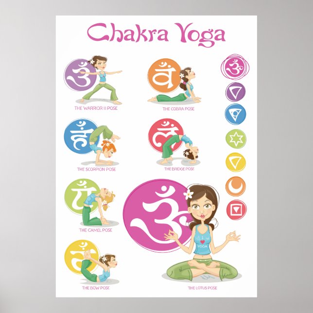 Chakra Yoga Girls Illustrations Vertical Poster (Framsidan)