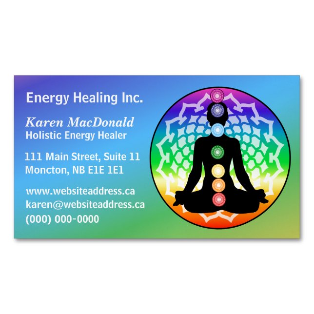 Chakra Yoga Magnetiska Visitkort (Framsida)