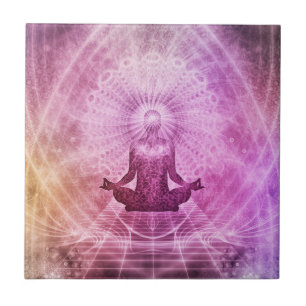 Chakra Yoga Meditation Ceramic Photo Tile Kakelplatta