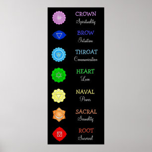 Chakras Centers Chart Chi Energy Poster