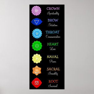 Chakras Centers Chart Chi Energy Poster