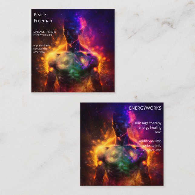 Chakras | Human Auras | Energy Healer Fyrkantigt Visitkort (Fram/baksida)