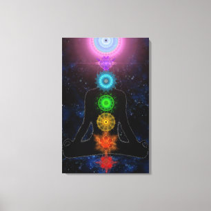Chakras - med stjärnor och meditation canvastryck