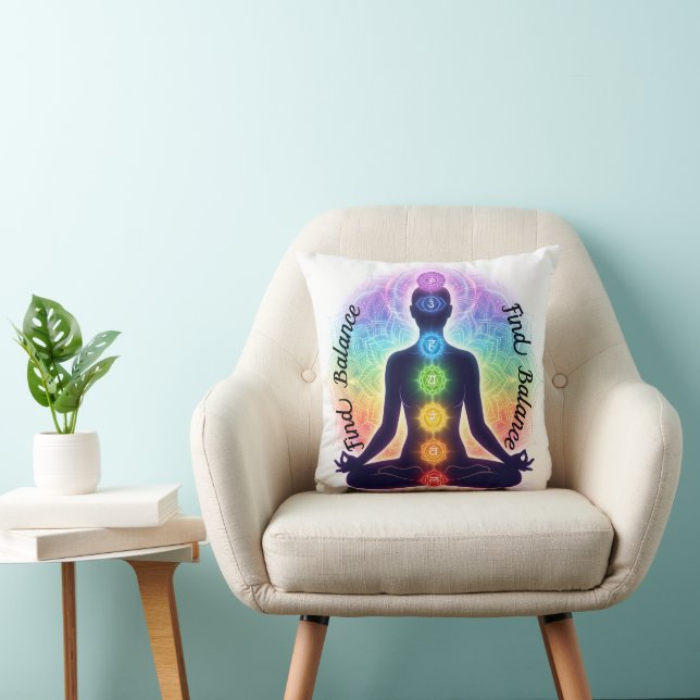 Chakras Meditation Konst | Sju Färgrika Symboler Kudde (Stol)