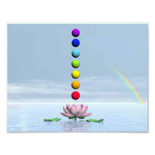 Chakras och regnbåge - 3D framför Fototryck