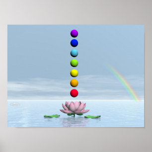 Chakras och regnbåge - 3D-rendering Poster