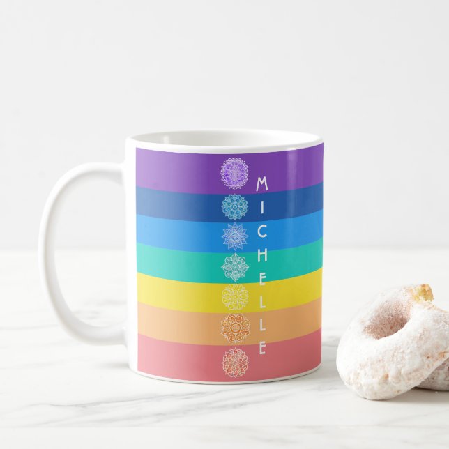 Chakras Regnbåge sju mandalas Kaffemugg (Med munk)