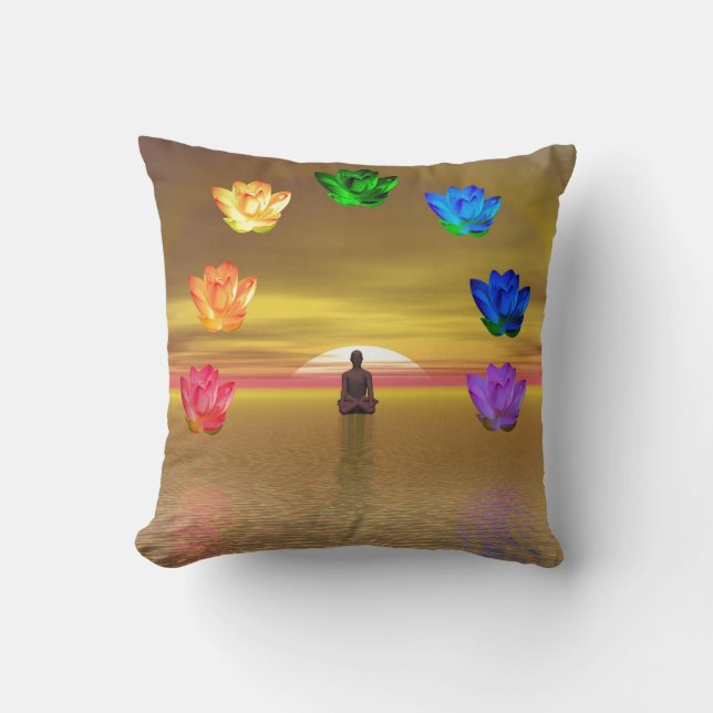 Chakras rött som är orange, gulnar, görar grön, kudde (Framsida)