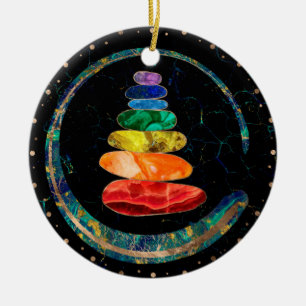Chakras Zen Stones och Enso circle Julgransprydnad Keramik