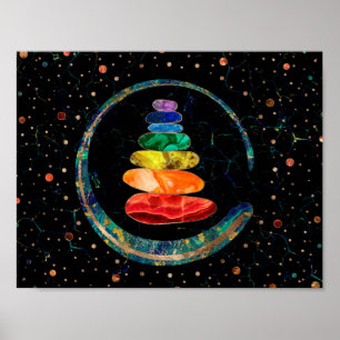 Chakras Zen Stones och Enso Circle Poster