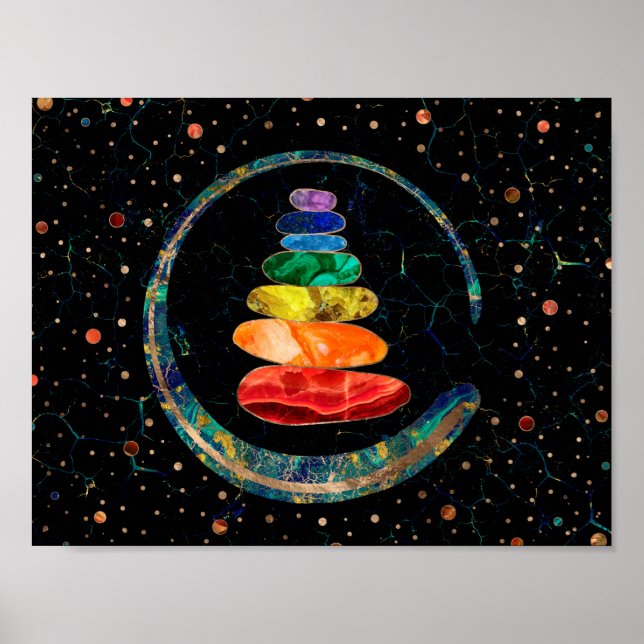 Chakras Zen Stones och Enso Circle Poster (Framsidan)