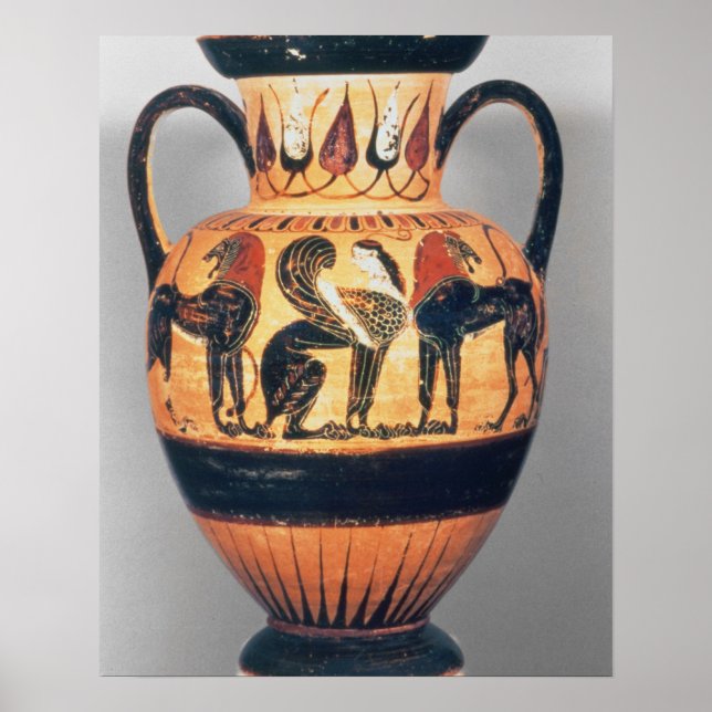 Chalcidian Black figur amphora som skildrar en sfi Poster (Framsidan)