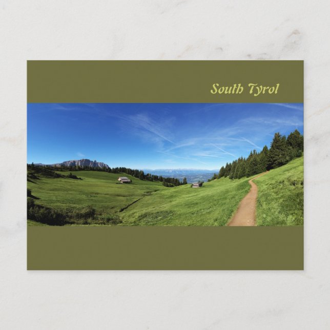 Chaleten och betar i södra Tyrol Vykort (Framsida)