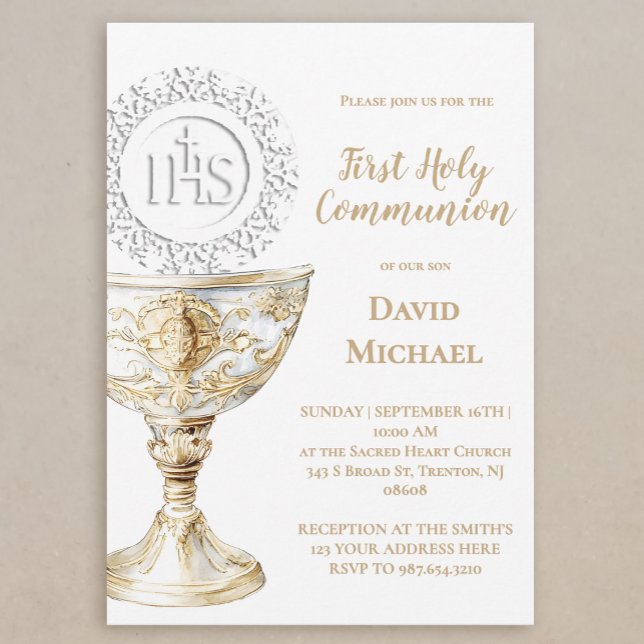 Chalice Host First Holy Communion Inbjudningar (Skapare uppladdad)