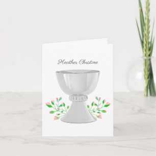 Chalice Rosa Buds Greenery First Communion Anteckningskort