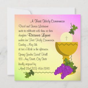 Chalis and Grapes 1st Communion Inbjudningar