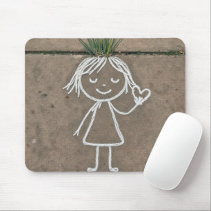 Chalk Art Girl med hjärta Musmatta