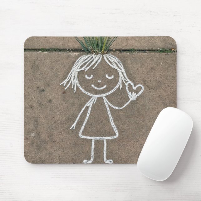 Chalk Art Girl med hjärta Musmatta (Med mus)