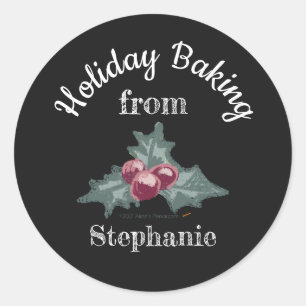 Chalk Art Holly jul Baking Homemade Goodies Runt Klistermärke
