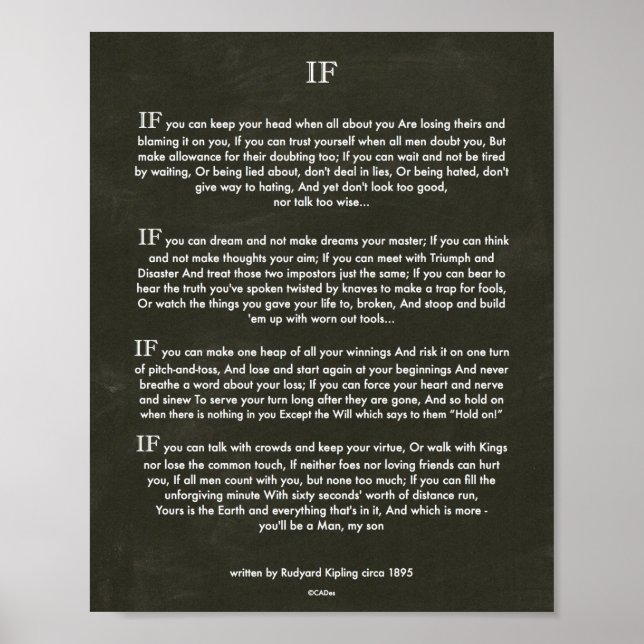 Chalk Art IF-citat av Rudyard Kipling 1895 Poster (Framsidan)