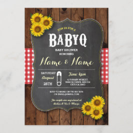 Chalk BaByQ BBQ Baby Shower Red Wood Inbjudan
