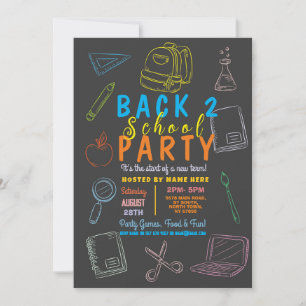 Chalk Back to school Party Inbjudningar
