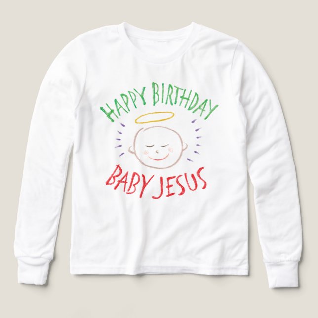 Chalk Birthday Baby Jesus Religiösa jul Tee Shirt (Design framsida)