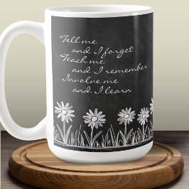 Chalk Board Daisy Doodle Cursive Typography Mug Kaffemugg