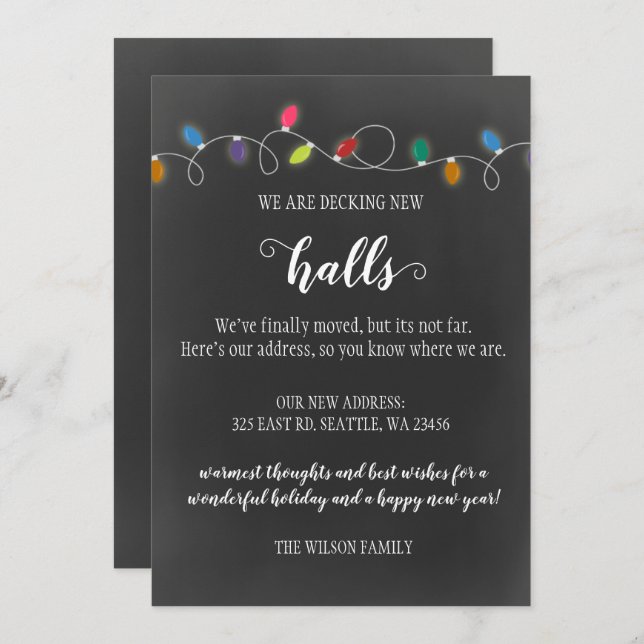 Chalk Decting the New Halls Flytta Notification Julkort (Fram/baksida)